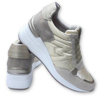 Zapato mujer Mysoft 25M250 - deportivas casual con plataforma para mujer en color beige, con diseño elegante, detalles en texturas y suela antideslizante.