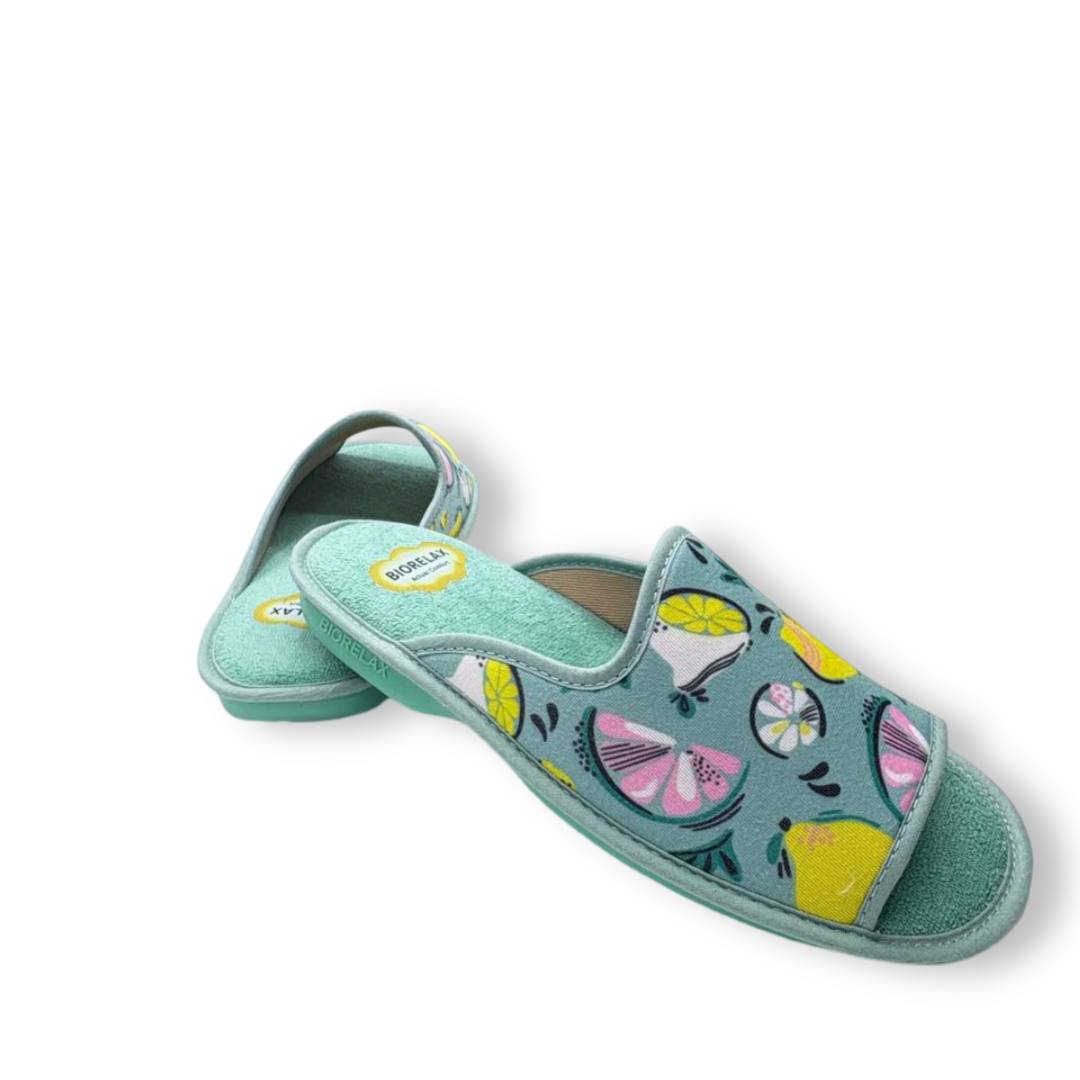 IMG 8142 - ZAPATILLA DE CASA MUJER COSDAM 4006 | ABIERTAS, ESTAMPADO FRUTAL, SUELA BIORELAX, VERANO FRESCO cosdam-4006-menta