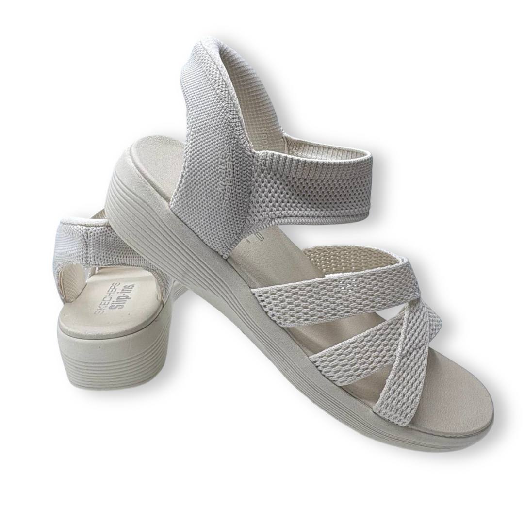 IMG 3859 - SANDALIA SKECHERS 163524 COOLING OFF SLIP-INS MUJER | PLATAFORMA VEGANA CON TEJIDO ELÁSTICO Y CALCE SIN MANOS skechers-163524-cooling-off-slipins-mujer-blanco